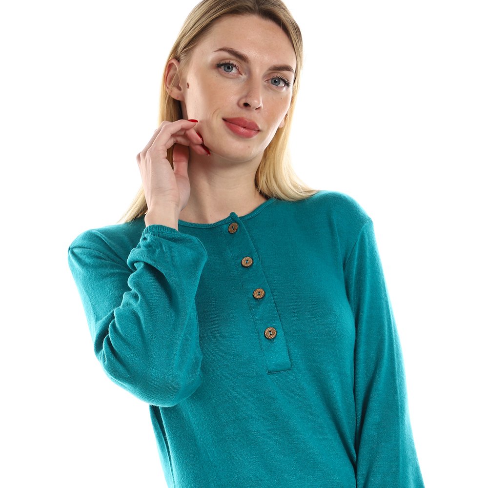 Red circle -  Regular Fit Knitted Pattern Dark Brown Tunic With Elastic Down Sleeves