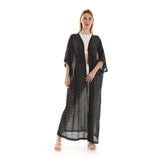 Red circle -  Knitted Pattern Loose Fit Kaftan - Navy Blue & Gold