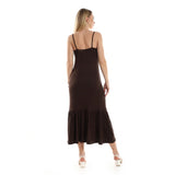 Red circle -  Spaghetti Sleeves Knitted Pattern Casual Dress With Decorative Buttons