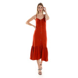 Red circle -  Spaghetti Sleeves Knitted Pattern Casual Dress With Decorative Buttons