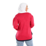 Red circle -  Upper Buttoned Fuchsia Long Sleeves Top