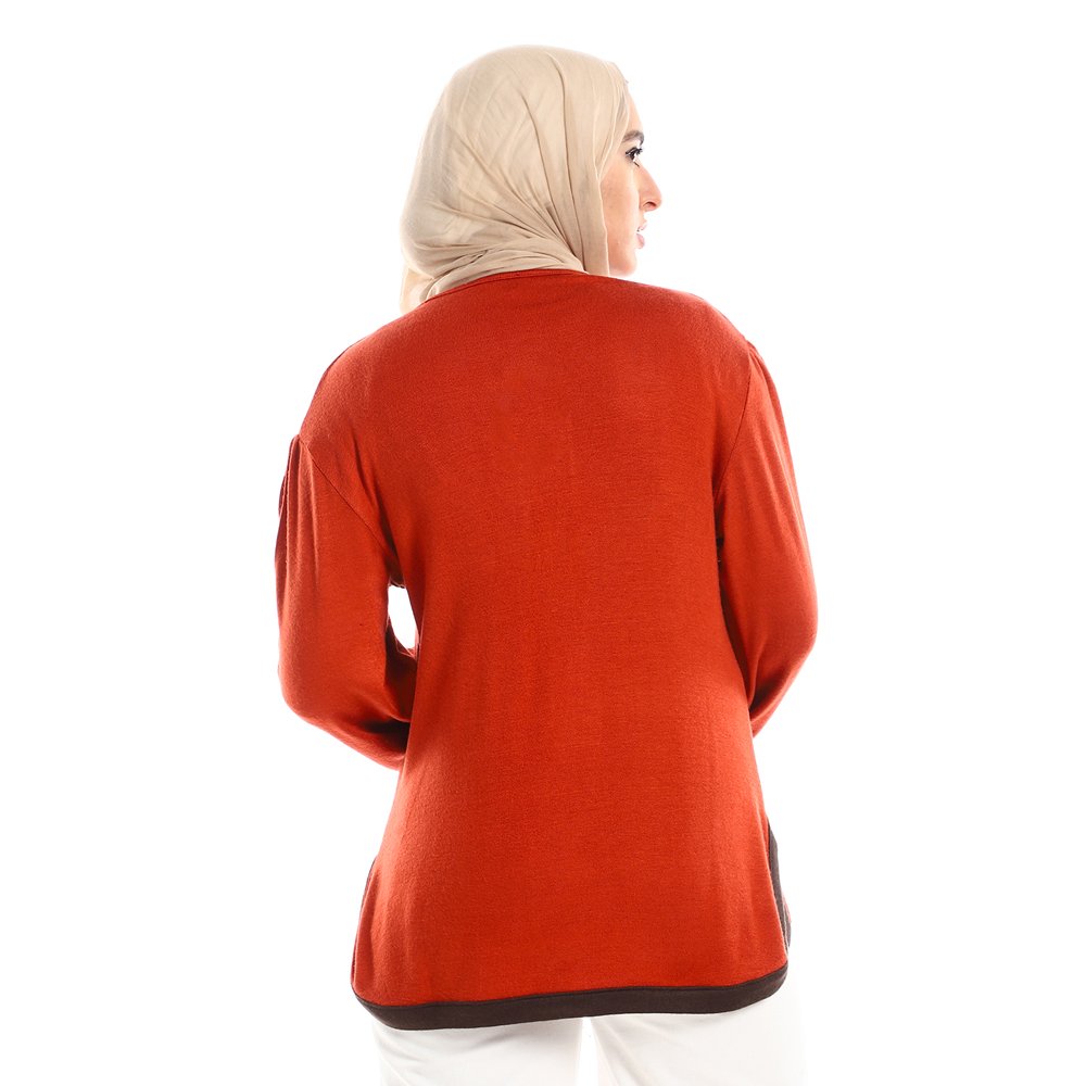 Red circle -  Upper Buttoned Fuchsia Long Sleeves Top