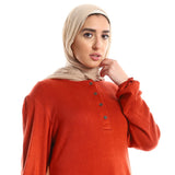 Red circle -  Upper Buttoned Fuchsia Long Sleeves Top