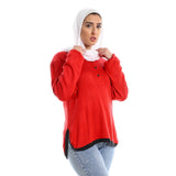 Red circle -  Upper Buttoned Fuchsia Long Sleeves Top
