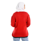 Red circle -  Upper Buttoned Fuchsia Long Sleeves Top