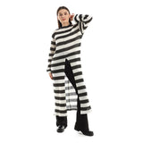 Red circle -  Striped Cotton Long Tunic Top With Front Slit