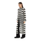 Red circle -  Striped Cotton Long Tunic Top With Front Slit