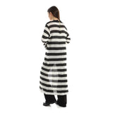 Red circle -  Striped Cotton Long Tunic Top With Front Slit