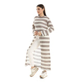Red circle -  Striped Cotton Long Tunic Top With Front Slit