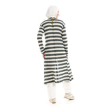 Red circle -  Striped Cotton Long Tunic Top With Front Slit