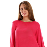 Red circle -  - Ruffle Trim Slip On Plain Dress