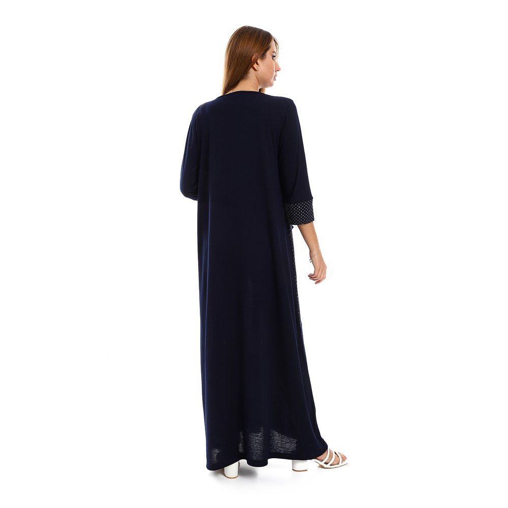 Red circle -  - Glittery Details Three Quarters Sleeves Home Gown