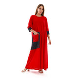 Red circle -  - Glittery Details Three Quarters Sleeves Home Gown