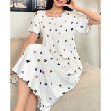R-Shein - Short-sleeved nightgown with colorful heart print