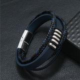 R-Shein - Fashion and popular men's braided faux leather layered bracelet