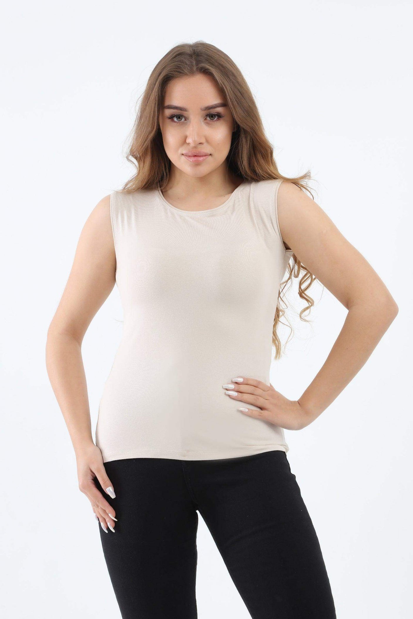 Sleeveless Crew Neck Top