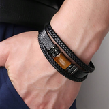 R-Shein - Antique multi-layer leather bracelet with magnetic clasp