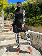 Shein - Colorblock Full Cover Burkini Swimsuit