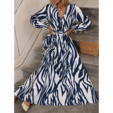 R-Shein - Zebra striped belted dress with halter neck