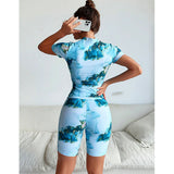 Shein - Short sleeve rashguard in marble print for the summer beach