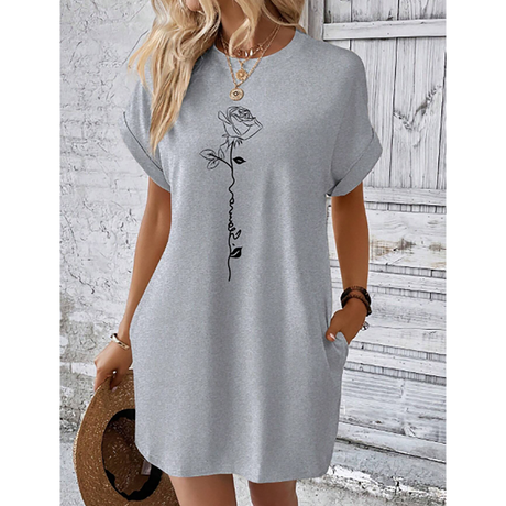 R-Shein - INAWLY Floral Print Loose Semi-Formal Summer Outdoor Dress