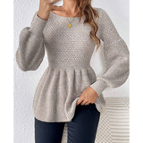 R-Shein - R-Shein Frenchy Lantern Sleeve Collar Waist Sweater Blouse, Long Sleeve Tops