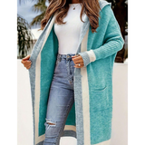 R-Shein - Knitted cardigan with a hood in new fashion colors for women