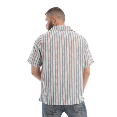 champs land - Hawaii Linen Short Sleeved striped Shirts