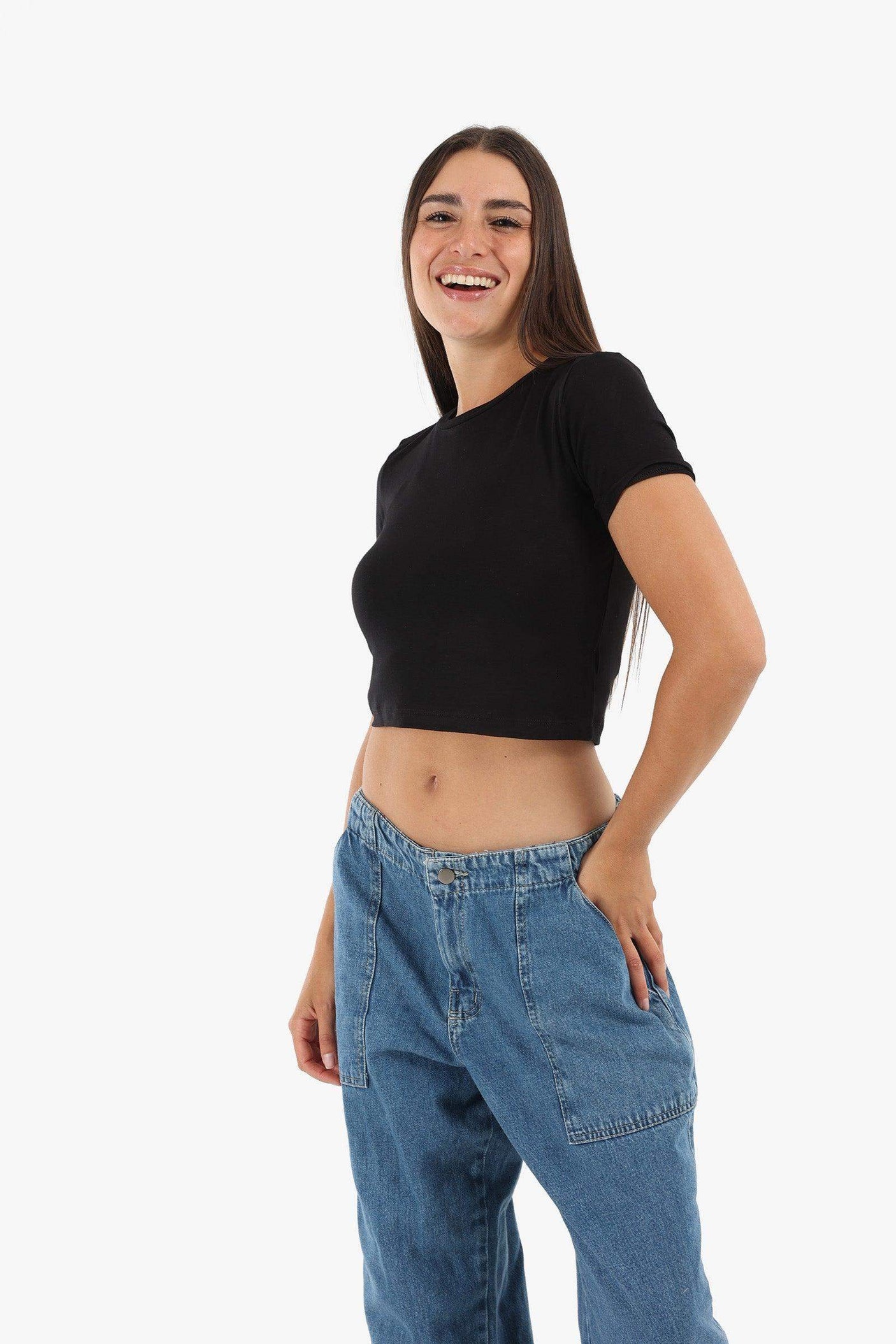 Carina -  Viscose Plain Crop Top