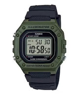 CASIO - Watch for Men W-218H-3AVDF Digital Resin Band Black & Green
