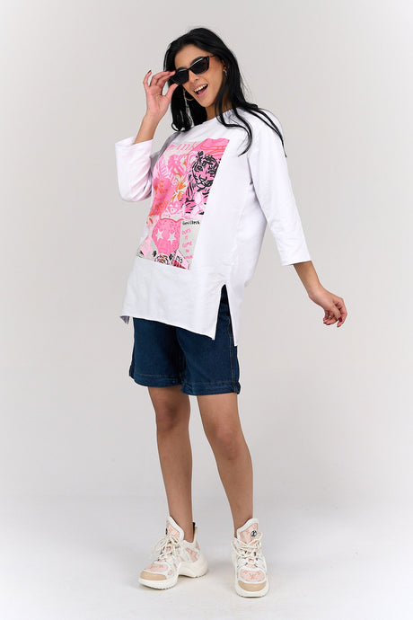 White Printed T-Shirt