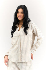 Beige Linen Striped Shirt