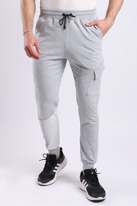 White Rabbit Elastic Ankle Left Knee Pocket Black Jogger